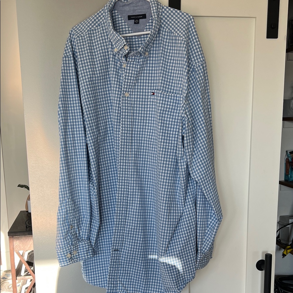 Tommy Hilfiger Light Blue Gingham Men's Shirt